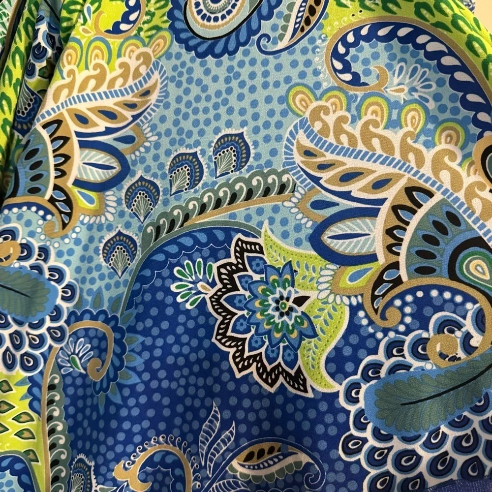 Slinky Brand Colorful Paisley Open Front Cardigan Artsy Stretch 1X NWT - Picture 5 of 8